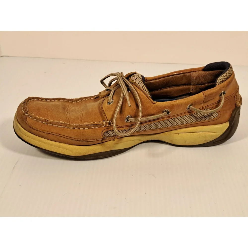 Sperry Top-Sider Mens Billfish Tan Leather Mesh Boat Shoes 12M 0777347